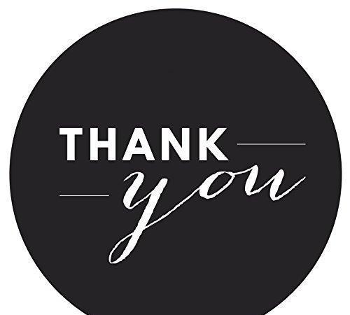 Chic Thank You Circle Favor Labels-Set of 40-Andaz Press-Black-