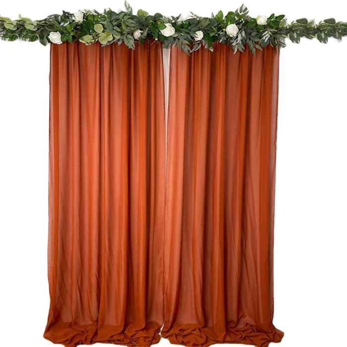 Chiffon Backdrop Wedding Curtains-Set of 1-Koyal Wholesale-Terracotta-