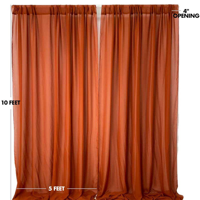 Chiffon Backdrop Wedding Curtains-Set of 1-Koyal Wholesale-Terracotta-