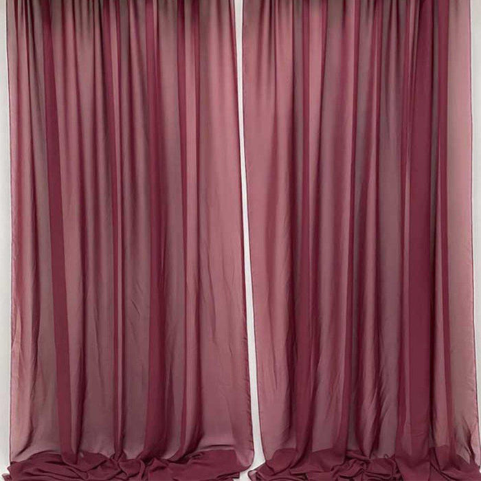 Chiffon Backdrop Wedding Curtains-Set of 1-Koyal Wholesale-Burgundy-