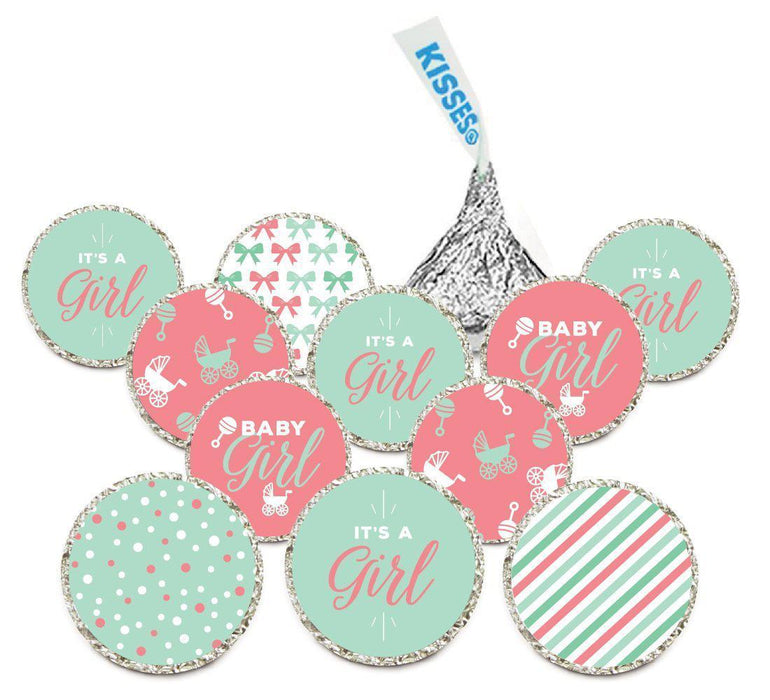 Chocolate Drop Labels Trio, Fits Hershey's Kisses, Ultimate Girl Baby Shower Collection-Set of 216-Andaz Press-Burlap Lace-