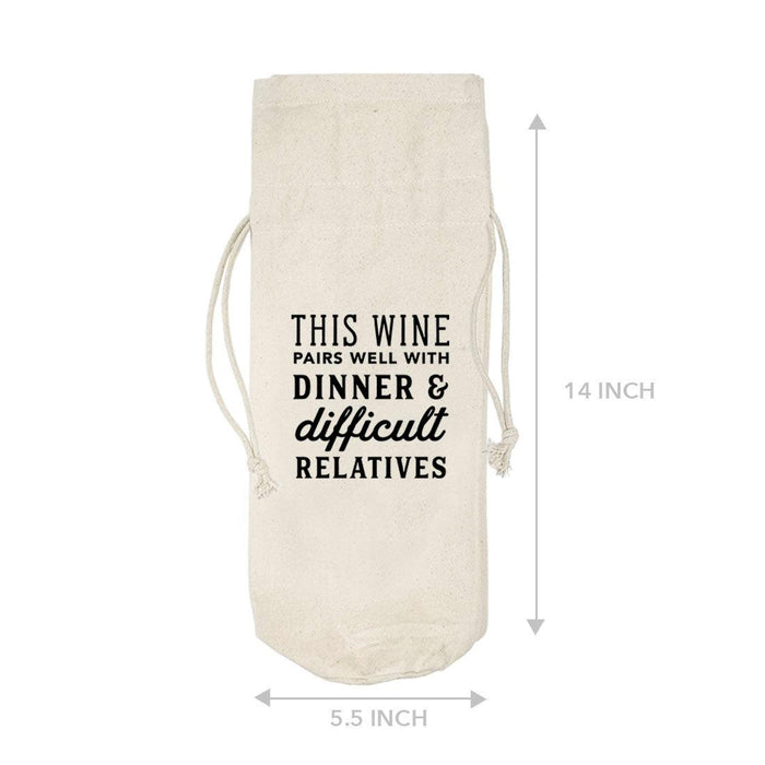 Christmas Canvas Wine Bag-Set of 1-Andaz Press-This Wine Pairs Well With Dinner & Difficult Relatives-