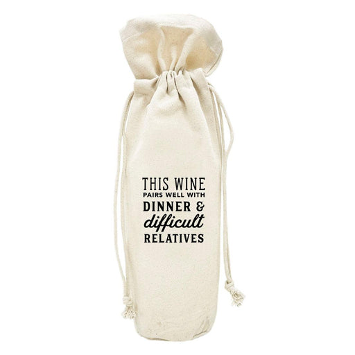 Christmas Canvas Wine Bag-Set of 1-Andaz Press-This Wine Pairs Well With Dinner & Difficult Relatives-