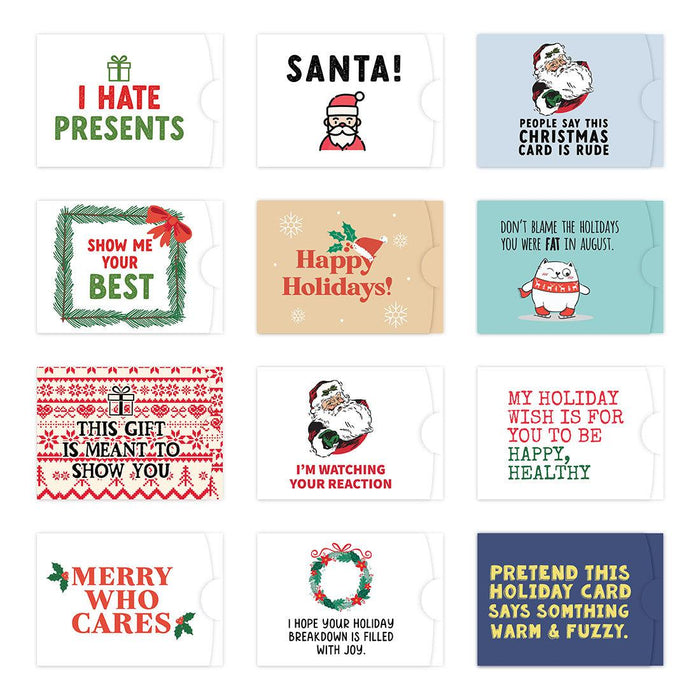 Christmas Gift Card Holder Assortment Stocking Stuffers-Set of 12-Andaz Press-Funny Naughty Couple Cards-