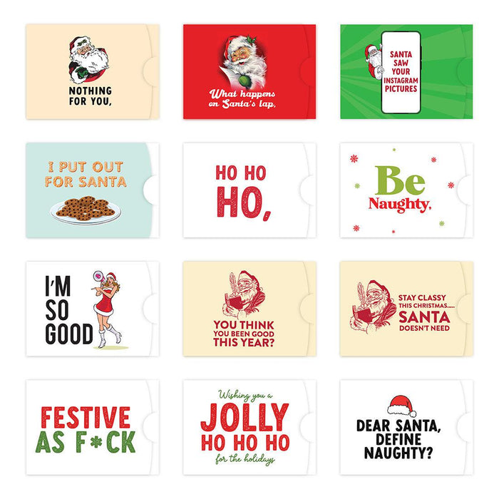 Christmas Gift Card Holder Assortment Stocking Stuffers-Set of 12-Andaz Press-Funny Naughty Couple Cards-