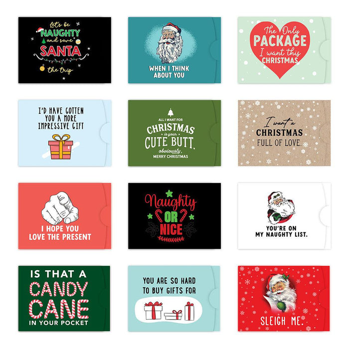 Christmas Gift Card Holder Assortment Stocking Stuffers-Set of 12-Andaz Press-Funny Naughty Couple Cards-