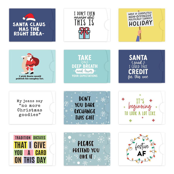 Christmas Gift Card Holder Assortment Stocking Stuffers-Set of 12-Andaz Press-Funny Sarcastic Rude 2-