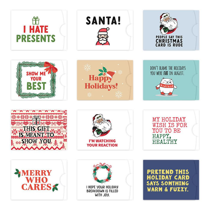 Christmas Gift Card Holder Assortment Stocking Stuffers-Set of 12-Andaz Press-Funny Sarcastic Rude 3-