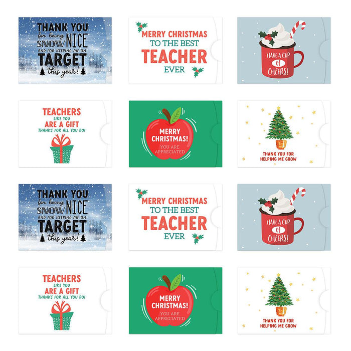 Christmas Gift Card Holder Assortment Stocking Stuffers-Set of 12-Andaz Press-Teacher Cards-