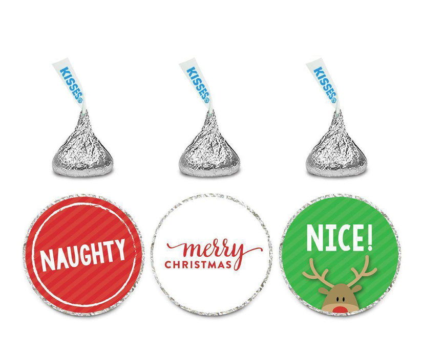 Christmas Hershey's Kisses Favor Labels-Set of 216-Andaz Press-Santa & Rudolph-