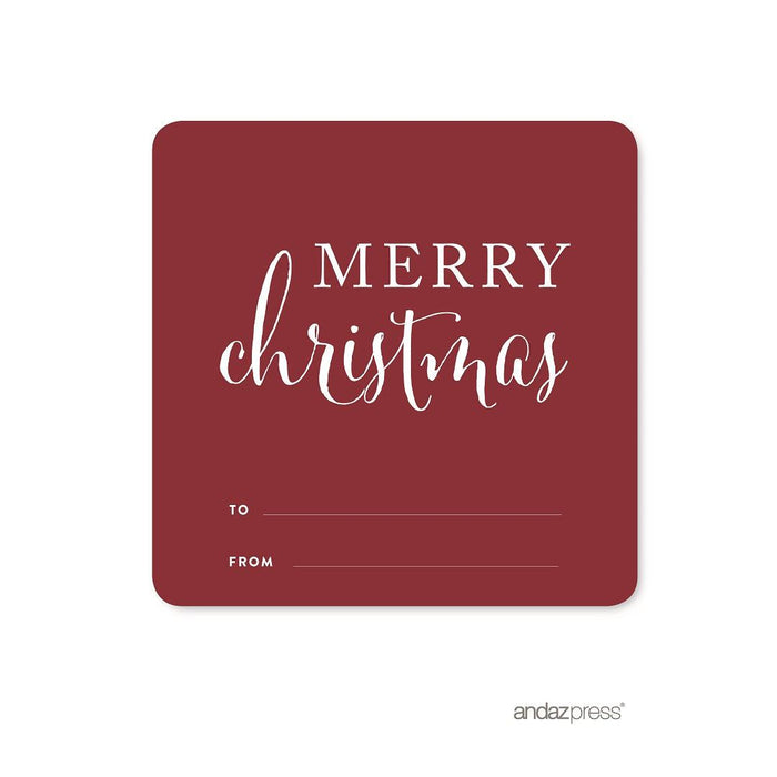 Christmas Square Gift Label Stickers-Set of 40-Andaz Press-Merry Christmas-