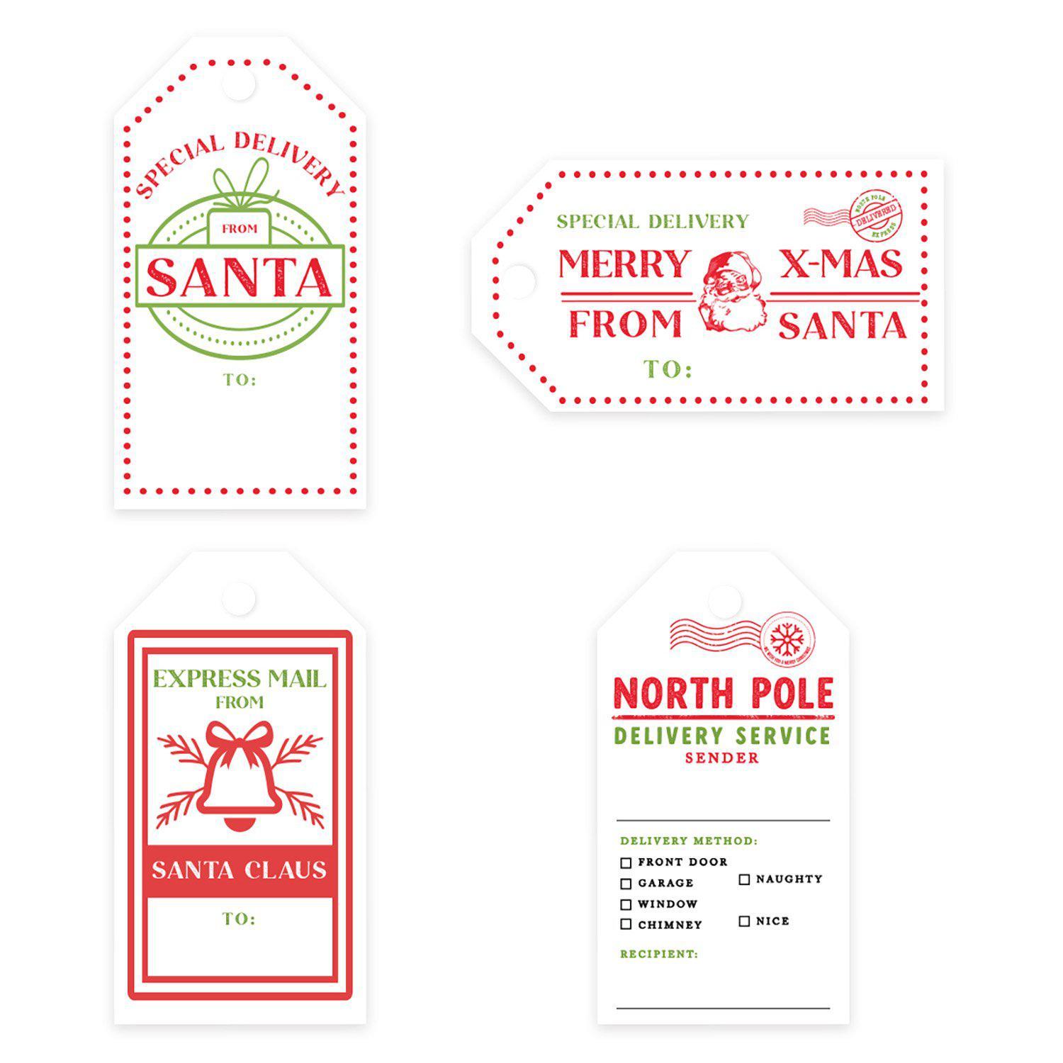 Classic Christmas Gift Tags with String Card Stock Paper Name Tags for Gifts Christmas, Vintage Merry Christmas from Santa | Andaz Press