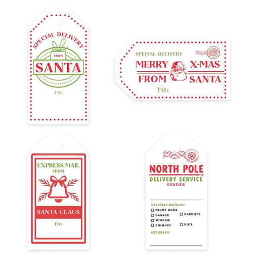 Classic Christmas Gift Tags with String Card Stock Paper Name Tags for Gifts Christmas-Set of 20-Andaz Press-Vintage Merry Christmas From Santa-
