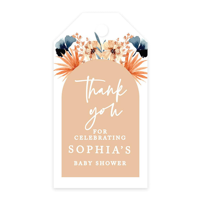 Classic Custom Thank You For Celebrating with Us Baby Shower Gift Tags, For Favors Gift Bags-Set of 20-Andaz Press-Neutral Boho Arch-