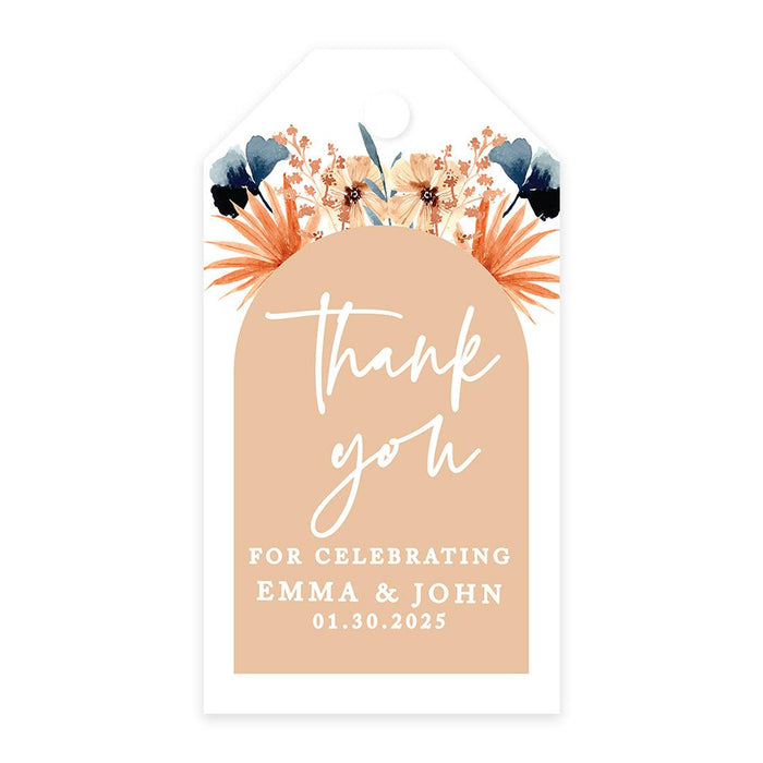 Classic Custom Thank You for Celebrating with Us Wedding Favor Tags, For Wedding Party Favors-Set of 20-Andaz Press-Neutral Boho Arch-