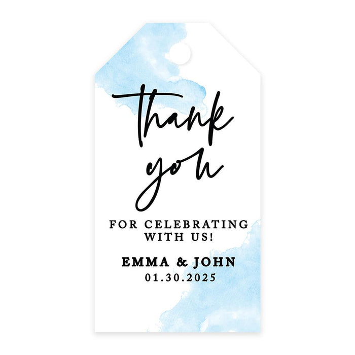 Classic Custom Thank You for Celebrating with Us Wedding Favor Tags, For Wedding Party Favors-Set of 20-Andaz Press-Watercolor Blue-