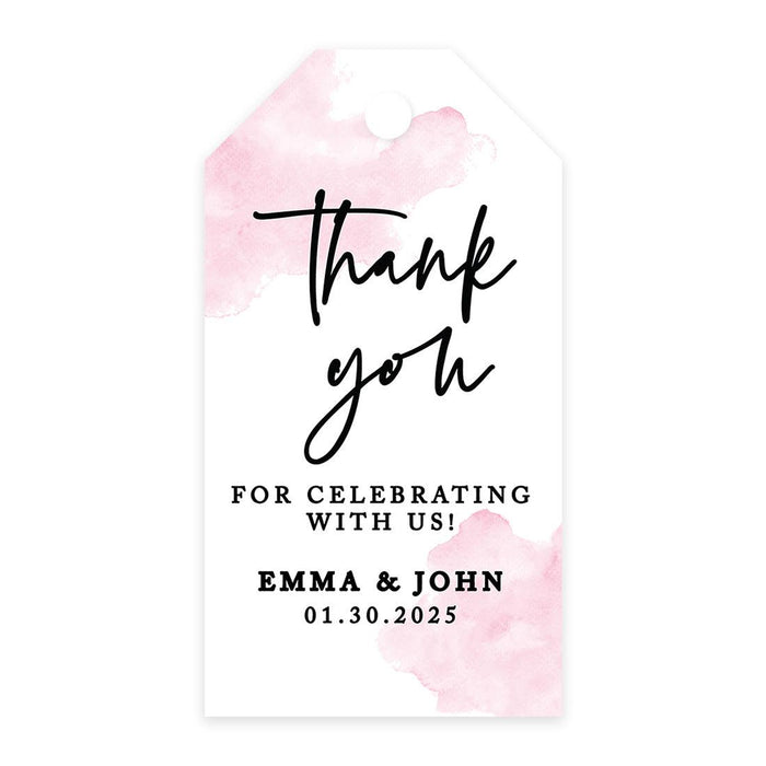 Classic Custom Thank You for Celebrating with Us Wedding Favor Tags, For Wedding Party Favors-Set of 20-Andaz Press-Watercolor Pink-