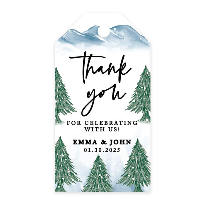 Classic Custom Thank You for Celebrating with Us Wedding Favor Tags, For Wedding Party Favors-Set of 20-Andaz Press-Winter Woodland Forest-
