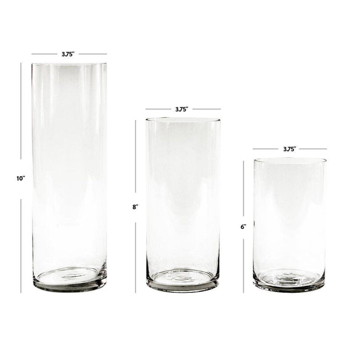 Clear Glass Cylinder Vases Set-Set of 3-Koyal Wholesale-Clear-