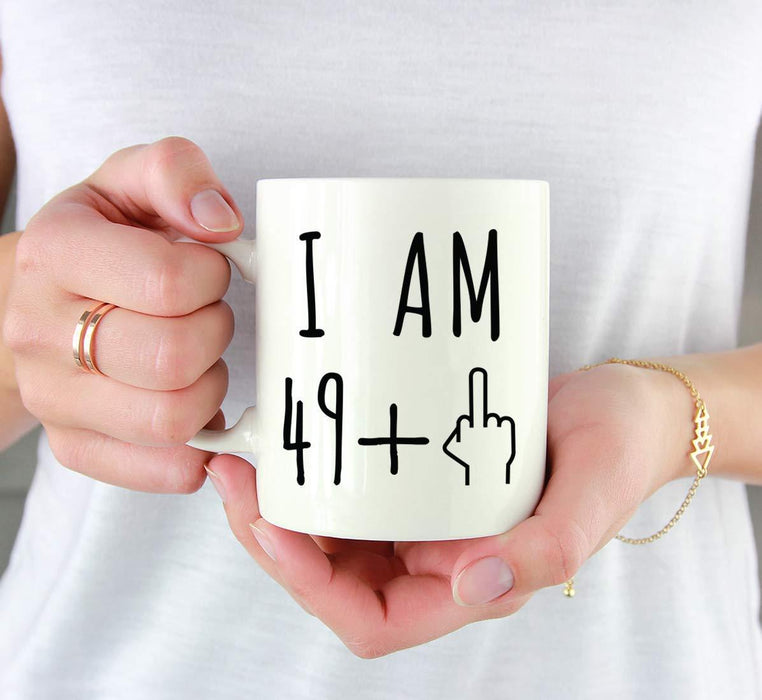 Coffee Mug Birthday Gag Gift, I Am 49 + 1 Middle Finger Graphic-Set of 1-Andaz Press-