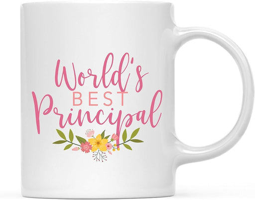 Coffee Mug Gag Gift, World's Best Principal, Floral Design-Set of 1-Andaz Press-