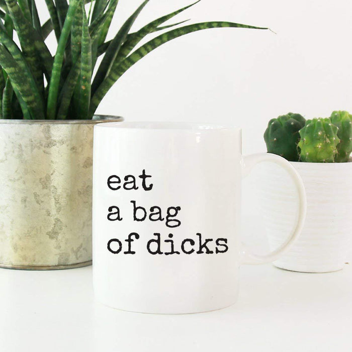 Coffee Mug Gift, Typewriter Style, Eat a Bag of Dicks-Set of 1-Andaz Press-