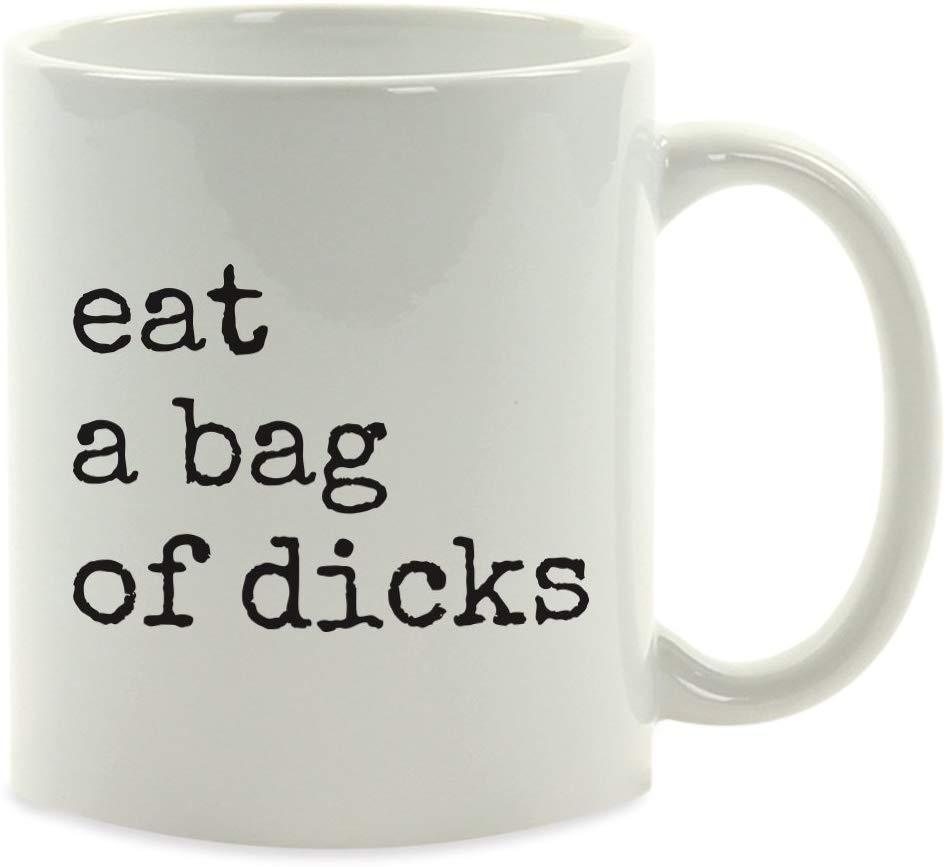 Coffee Mug Gift, Typewriter Style, Eat a Bag of Dicks-Set of 1-Andaz Press-