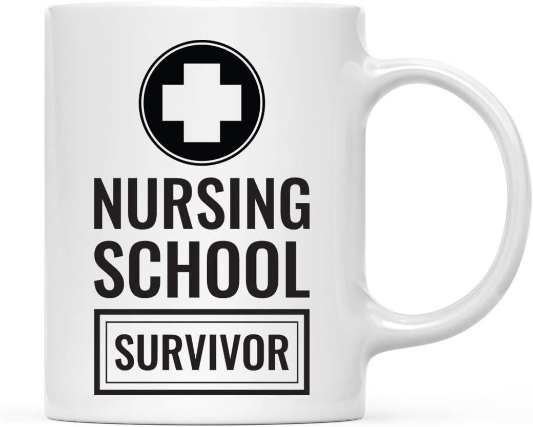 Coffee Mug, Nursing School Survivor, Emergency Symbol Graphic-Set of 1-Andaz Press-