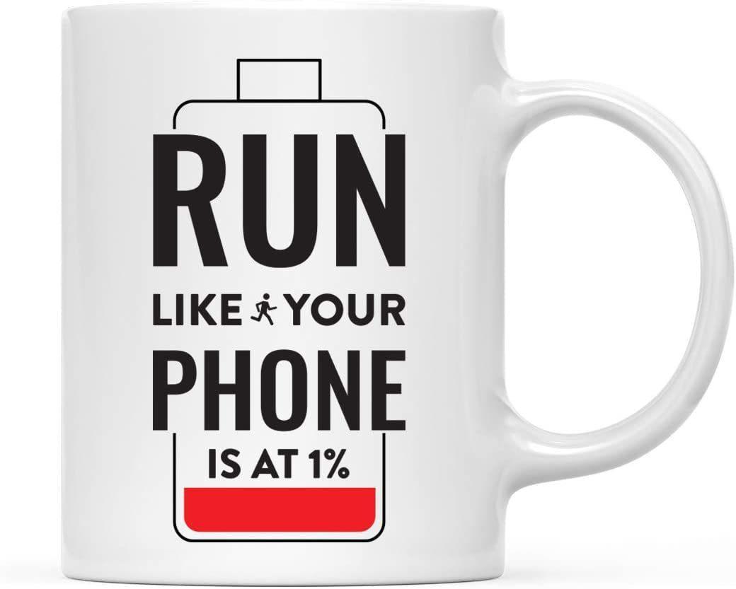 Coffee Mug, Run Like Your Phone is at 1%, Cell Mobile Phone Battery Graphic-Set of 1-Andaz Press-