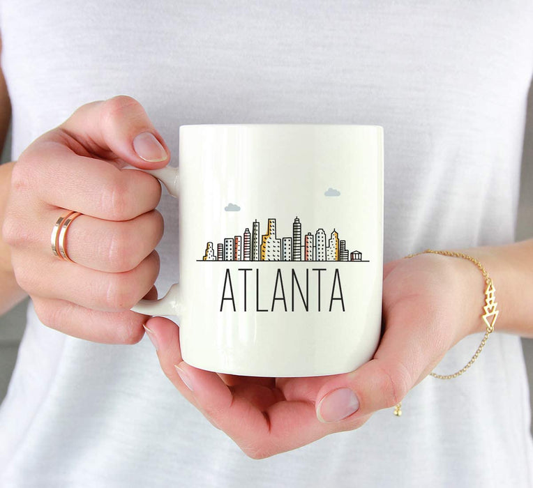 Colorful City Skyline City Name Graphic Coffee Mug-Set of 1-Andaz Press-Atlanta-