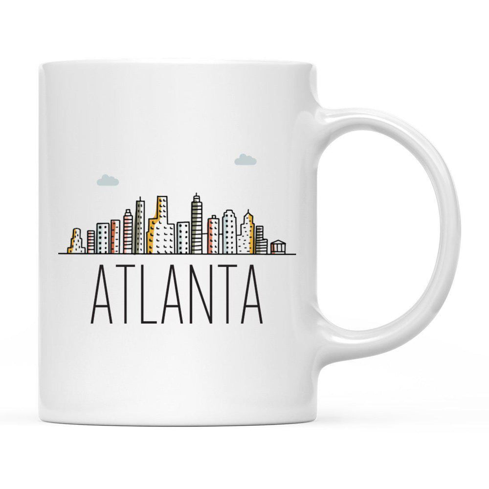 Colorful City Skyline City Name Graphic Coffee Mug-Set of 1-Andaz Press-Atlanta-