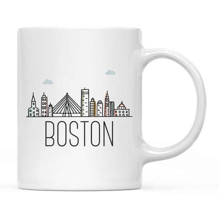 Colorful City Skyline City Name Graphic Coffee Mug-Set of 1-Andaz Press-Boston-