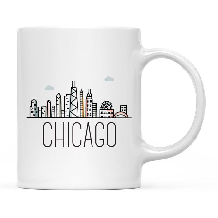 Colorful City Skyline City Name Graphic Coffee Mug-Set of 1-Andaz Press-Chicago-