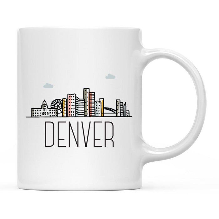 Colorful City Skyline City Name Graphic Coffee Mug-Set of 1-Andaz Press-Denver-