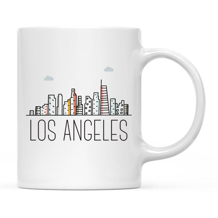 Colorful City Skyline City Name Graphic Coffee Mug-Set of 1-Andaz Press-Los Angeles-