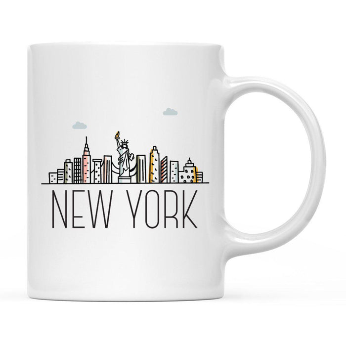 Colorful City Skyline City Name Graphic Coffee Mug-Set of 1-Andaz Press-New York-