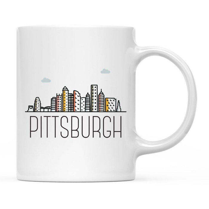 Colorful City Skyline City Name Graphic Coffee Mug-Set of 1-Andaz Press-Pittsburgh-