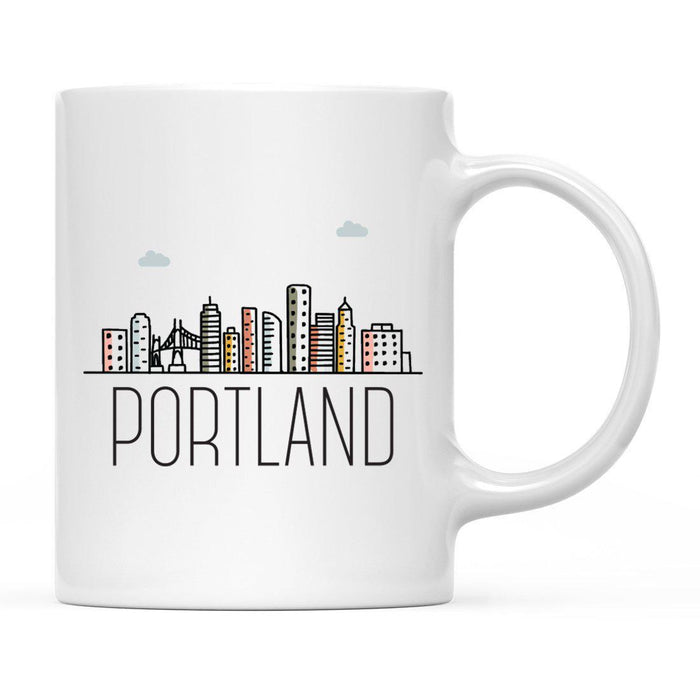 Colorful City Skyline City Name Graphic Coffee Mug-Set of 1-Andaz Press-Portland-