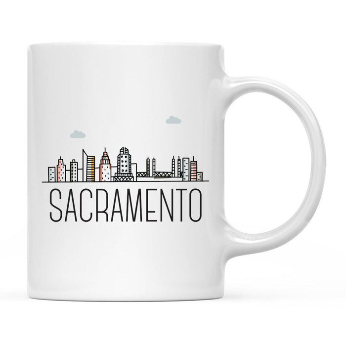Colorful City Skyline City Name Graphic Coffee Mug-Set of 1-Andaz Press-Sacramento-