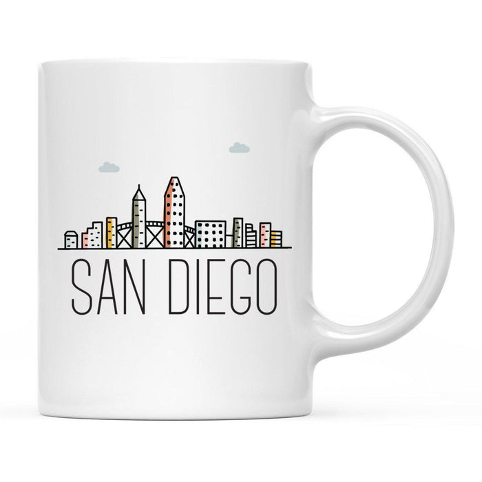 Colorful City Skyline City Name Graphic Coffee Mug-Set of 1-Andaz Press-San Diego-