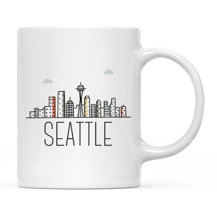 Colorful City Skyline City Name Graphic Coffee Mug-Set of 1-Andaz Press-Seattle-