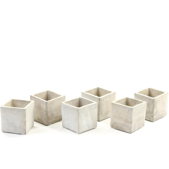 Concrete Effect Square Votive Candle Holders-Set of 6-Koyal Wholesale-