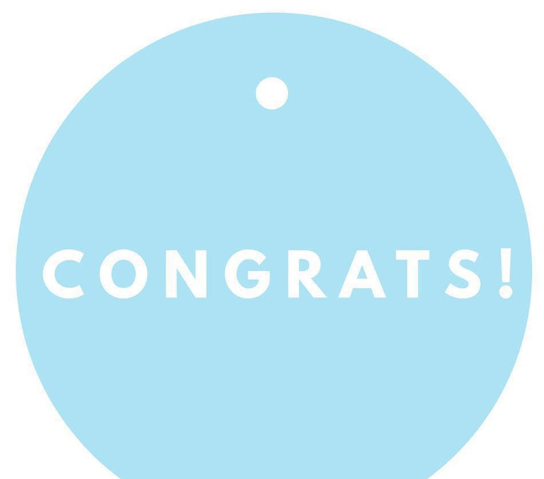 Congrats! Circle Gift Tags, Modern Style-Set of 24-Andaz Press-Baby Blue-