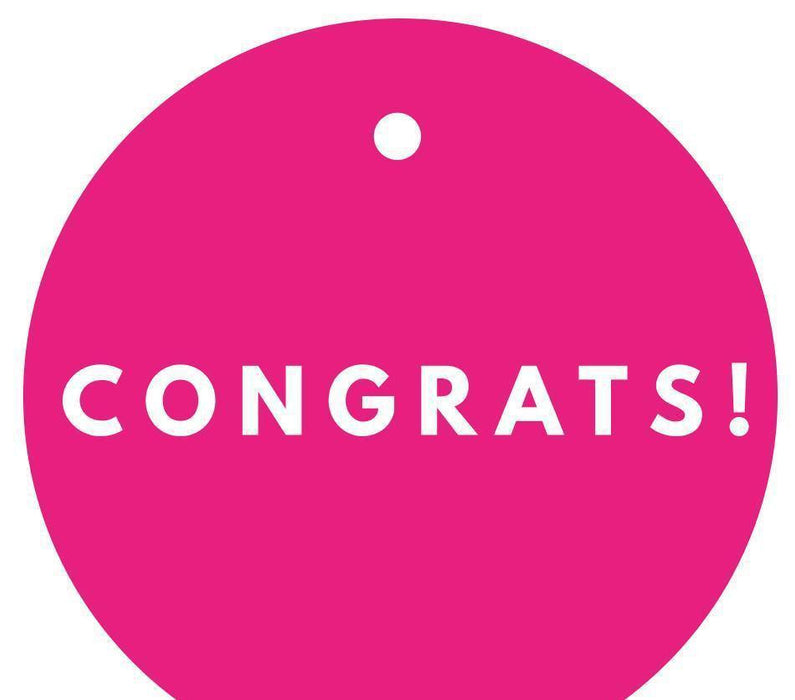 Congrats! Circle Gift Tags, Modern Style-Set of 24-Andaz Press-Fuchsia-