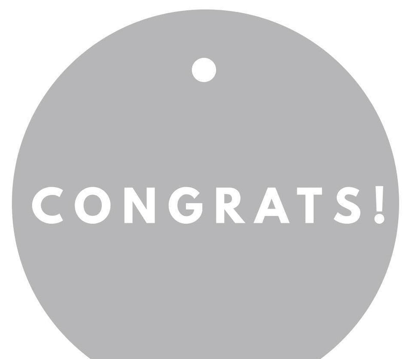 Congrats! Circle Gift Tags, Modern Style-Set of 24-Andaz Press-Gray-