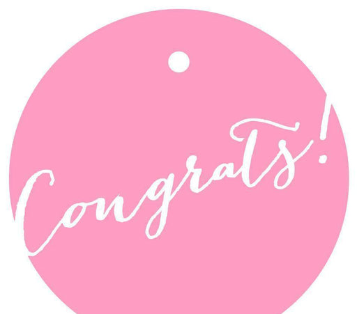 Congrats! Circle Gift Tags, Whimsical Style-Set of 24-Andaz Press-Bubblegum Pink-