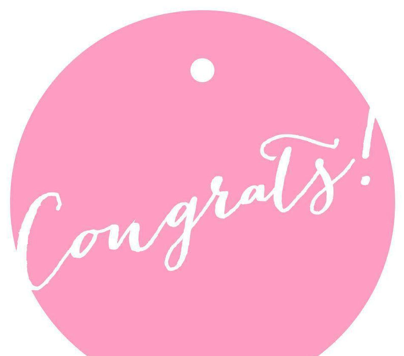 Congrats! Circle Gift Tags, Whimsical Style-Set of 24-Andaz Press-Bubblegum Pink-