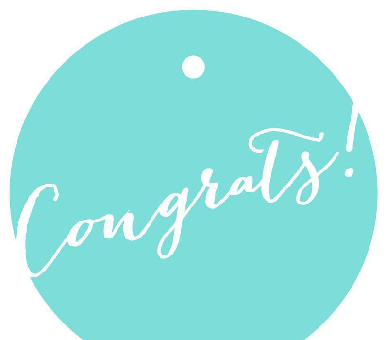 Congrats! Circle Gift Tags, Whimsical Style-Set of 24-Andaz Press-Diamond Blue-
