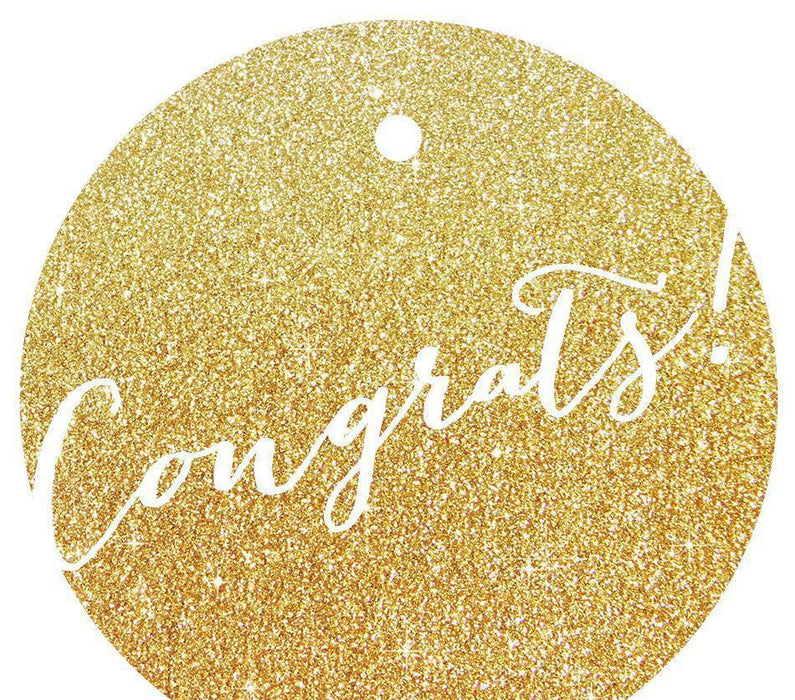 Congrats! Circle Gift Tags, Whimsical Style-Set of 24-Andaz Press-Gold-