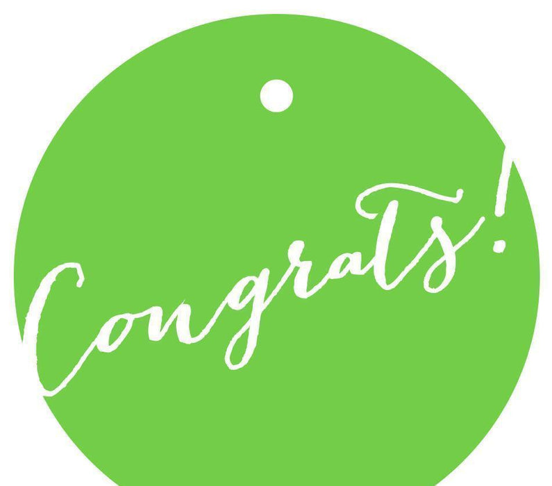 Congrats! Circle Gift Tags, Whimsical Style-Set of 24-Andaz Press-Kiwi Green-